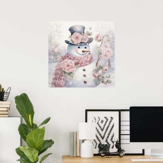 Pastel Snowman-Poster Poster (Thuiskantoor)