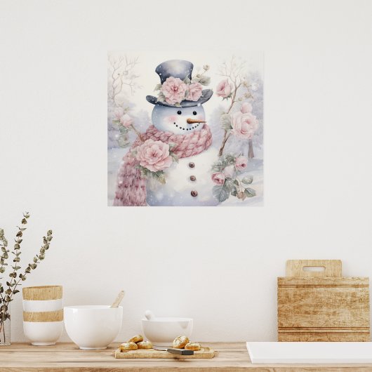 Pastel Snowman-Poster Poster (Keuken)