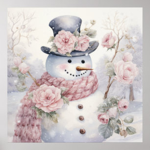Pastel Snowman-Poster Poster