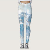 Pastel Soft Blue Jacaranda Tree Flowers Blossom Leggings (Voorkant)
