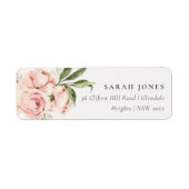 Pastel Soft Blush Peach Peony Floral Address Etiket (Voorkant)
