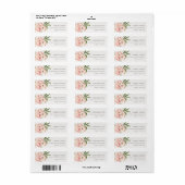 Pastel Soft Blush Peach Peony Floral Address Etiket (Full Sheet)