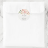 Pastel Soft Blush Peach Peony Floral Wedding Ronde Sticker (Tas)