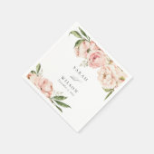 Pastel Soft Blush Peach Peony Floral Wedding Servet (Hoek)