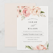 Pastel Soft Blush Peach pony Flora Wedding Invite Bedankkaart (Voorkant / Achterkant)