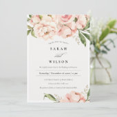 Pastel Soft Blush Peach pony Flora Wedding Invite Bedankkaart (Staand voorkant)