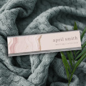 Pastel Soft Blush Roos Gold Agate Marble Texture Bureau Naambordje