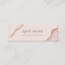 Pastel Soft Blush Roos Gold Agate Marble Texture Mini Visitekaartje