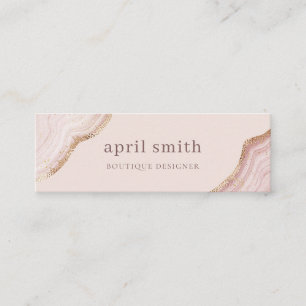 Pastel Soft Blush Roos Gold Agate Marble Texture Mini Visitekaartje