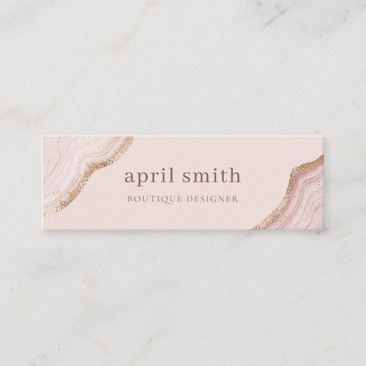 Pastel Soft Blush Roos Gold Agate Marble Texture Mini Visitekaartje (Voorkant)