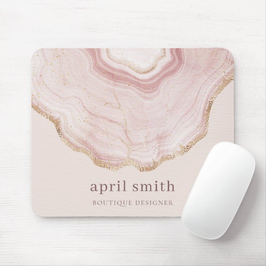 Pastel Soft Blush Roos Gold Agate Marble Texture Muismat (Met muis)