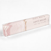 Pastel Soft Blush Roos Gold Agate Marble Texture Naambordje