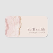 Pastel Soft Blush Roos Gold Agate Marble Texture Naamplaatje (Voorkant)