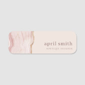 Pastel Soft Blush Roos Gold Agate Marble Texture Naamplaatje (Voorkant)