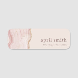 Pastel Soft Blush Roos Gold Agate Marble Texture Naamplaatje