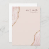 Pastel Soft Blush Roos Gold Agate Marble Texture Notitiekaartje (Voorkant / Achterkant)