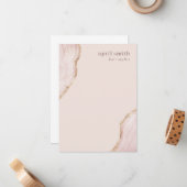Pastel Soft Blush Roos Gold Agate Marble Texture Notitiekaartje (Voorkant / Achterkant in situ)