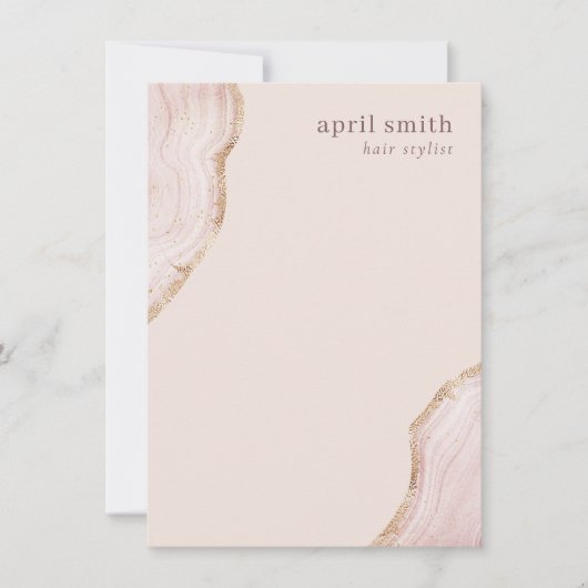 Pastel Soft Blush Roos Gold Agate Marble Texture Notitiekaartje (Voorkant)
