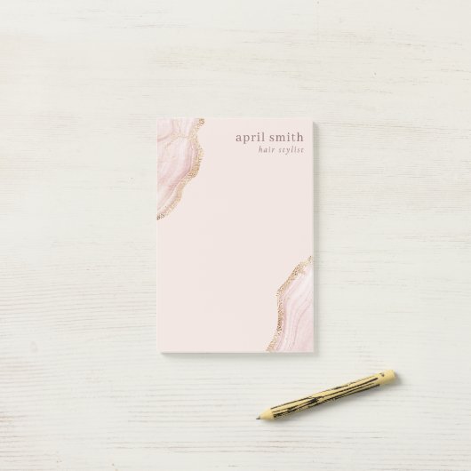 Pastel Soft Blush Roos Gold Agate Marble Texture P Post-it® Notes (Op bureau)