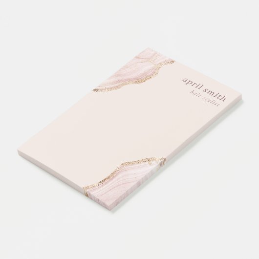 Pastel Soft Blush Roos Gold Agate Marble Texture P Post-it® Notes (Schuin)