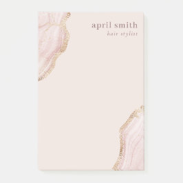 Pastel Soft Blush Roos Gold Agate Marble Texture P Post-it® Notes