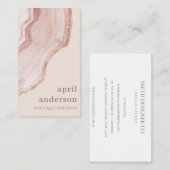 Pastel Soft Blush Roos Gold Agate Marble Texture Visitekaartje (Voorkant / Achterkant)