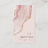 Pastel Soft Blush Roos Gold Agate Marble Texture Visitekaartje (Voorkant)