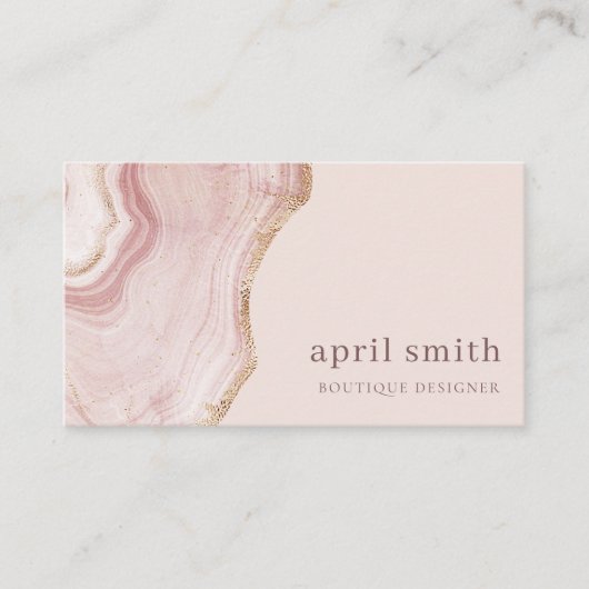 Pastel Soft Blush Roos Gold Agate Marble Texture Visitekaartje (Voorkant)