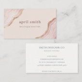Pastel Soft Blush Roos Gold Agate Marble Texture Visitekaartje (Voorkant / Achterkant)