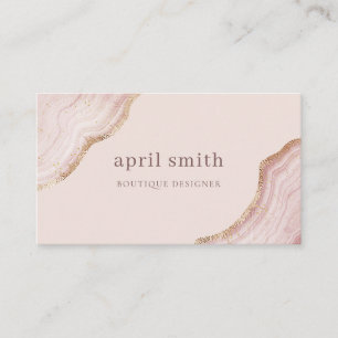 Pastel Soft Blush Roos Gold Agate Marble Texture Visitekaartje