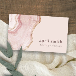 Pastel Soft Blush Roos Gold Agate Marble Texture Visitekaartje