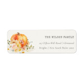 Pastel Soft Floral Pumpkin Thanksgiving Adres Etiket (Voorkant)