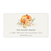 Pastel Soft Floral Pumpkin Thanksgiving Adres Etiket (Voorkant)