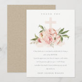 Pastel Soft Peach Peony Floral Cross Bunch Baptism Bedankkaart (Voorkant / Achterkant)