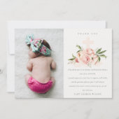 Pastel Soft Peach Roos Floral Cross Foto Baptisme Bedankkaart (Voorkant)