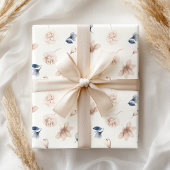 Pastel Soft Petals Pink Blue Floral Inpakpapier Vel