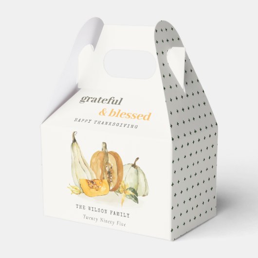 Pastel Soft Waterverf Floral Pumpkin Thanksgiving Bedankdoosjes (Voorkant Zijde)