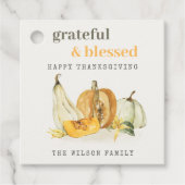 Pastel Soft Waterverf Floral Pumpkin Thanksgiving Bedankjes Labels (Voorkant)