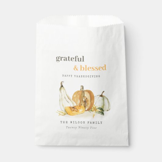 Pastel Soft Waterverf Floral Pumpkin Thanksgiving Bedankzakje (Voorkant)