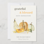 Pastel Soft Waterverf Floral Pumpkin Thanksgiving Feestdagenkaart (Voorkant)