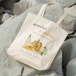 Pastel Soft Waterverf Floral Pumpkin Thanksgiving Tote Bag