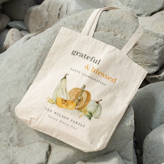 Pastel Soft Waterverf Floral Pumpkin Thanksgiving Tote Bag