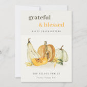 Pastel Soft Waterverf Photo Pumpkin Thanksgiving Feestdagenkaart (Voorkant)