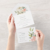 Pastel Soft White Pumpkin Blush Floral Weddenschap All In One Uitnodiging (Afscheurbaar)
