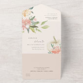 Pastel Soft White Pumpkin Blush Floral Weddenschap All In One Uitnodiging (Buitenkant)