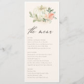 Pastel Soft White Pumpkin Blush Floral Weddenschap Menu (Voorkant)