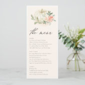 Pastel Soft White Pumpkin Blush Floral Weddenschap Menu (Staand voorkant)
