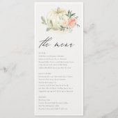 Pastel Soft White Pumpkin Blush Floral Weddenschap Menu (Voorkant)