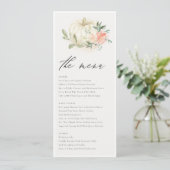 Pastel Soft White Pumpkin Blush Floral Weddenschap Menu (Staand voorkant)
