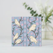 Pastel Songbirds and Blossoms Verjaardag Uitnodigi (Staand voorkant)